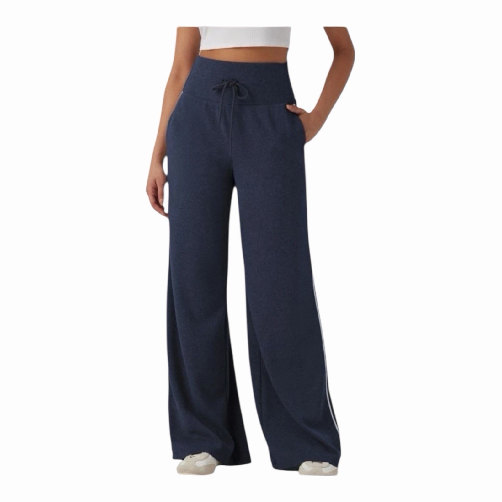 Halara Cloudful High Waisted Wide Leg Lounge Pants Navy Medium Nwot